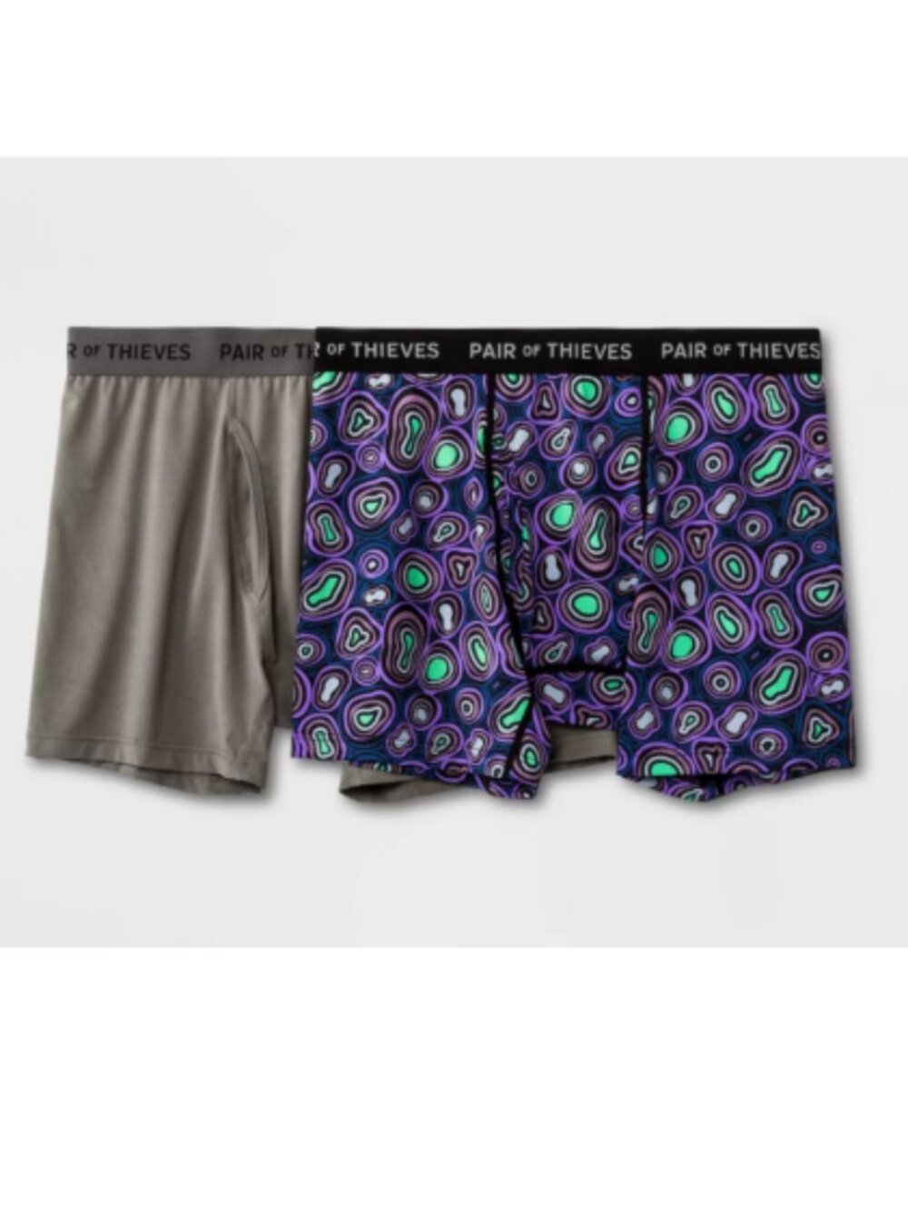 Pair of Thieves Men's Boxer Briefs 2-Pack | Large | Purple/Green Amoeba | NWT